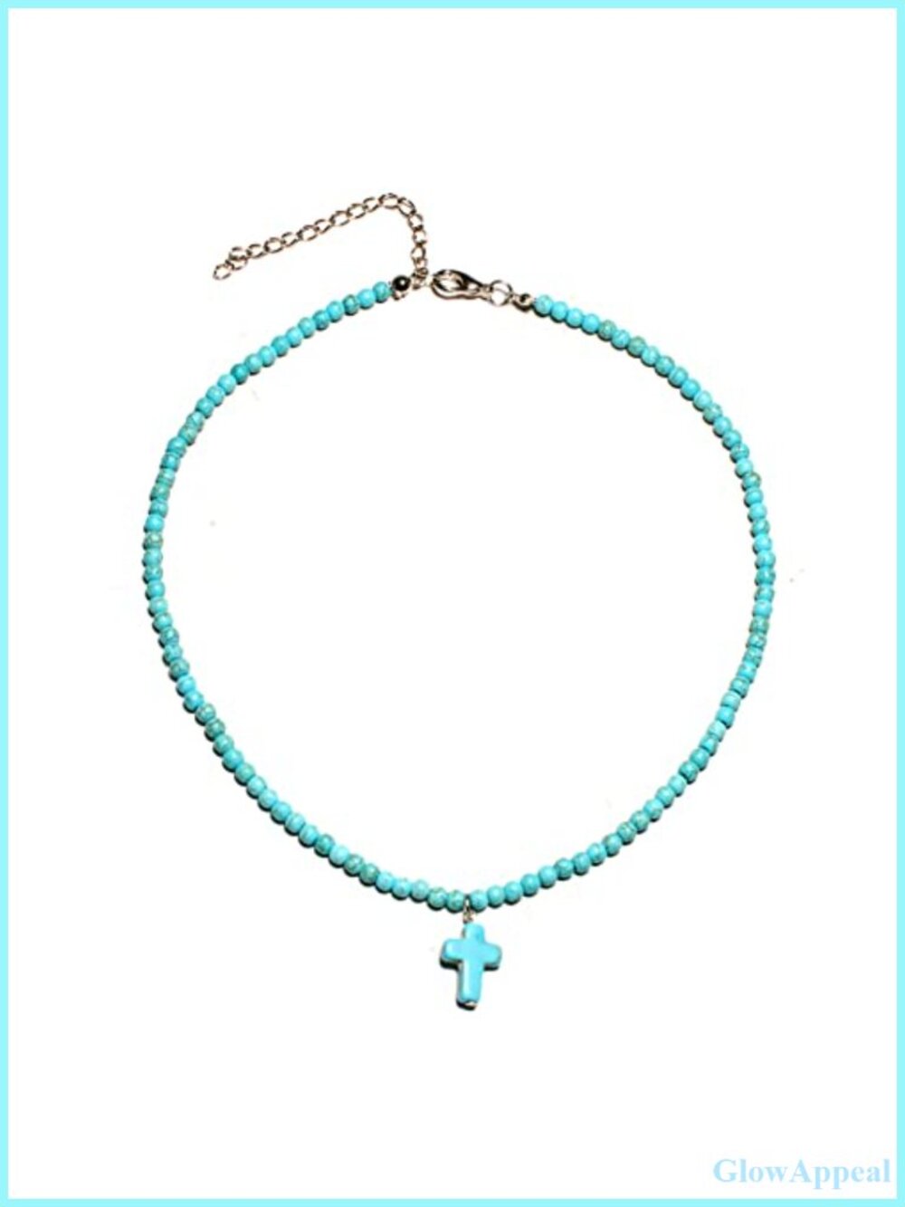 Turquoise Seed Bead Cross Pendant Choker Necklace Bohemian Women Men
